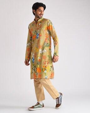 floral print kurta pyjamas set