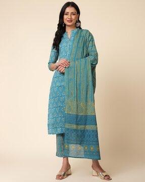 floral print kurta set with dupatta