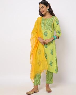 floral print kurta suit set