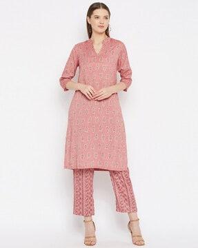 floral print kurta suit set