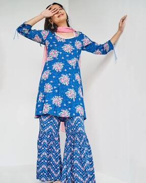 floral print kurta suit set