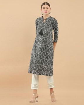 floral print kurta with front darts