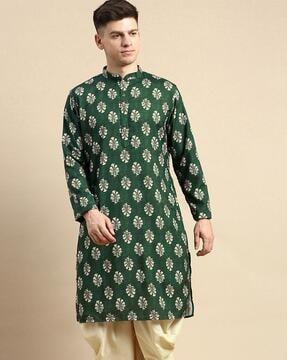 floral print kurta with insert pocket