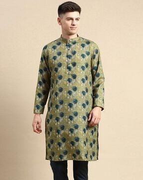 floral print kurta with insert pockets