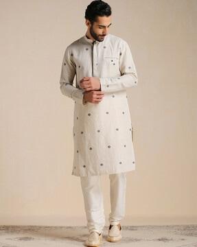 floral print kurta with mandarin collar