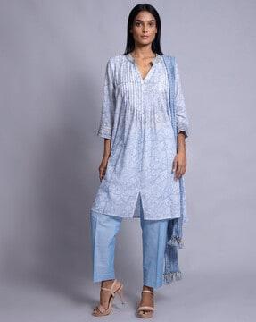 floral print kurta with pants & dupatta