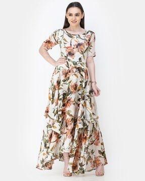 floral print layered maxi dress