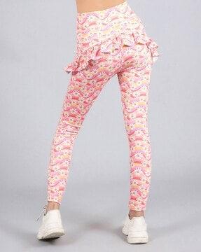 floral print leggings with ruffles