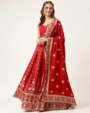 floral print lehenga & choli set with dupatta