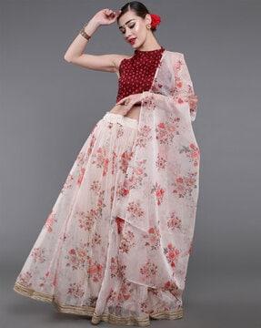 floral print lehenga & choli with dupatta set