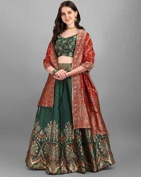 floral print lehenga choli set with dupatta set