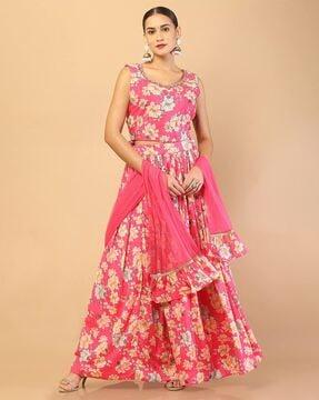 floral print lehenga choli set with dupatta