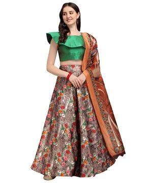 floral print lehenga choli set with dupatta