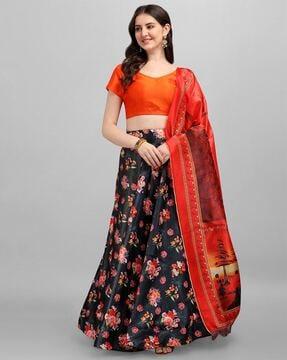 floral print lehenga choli set with dupatta