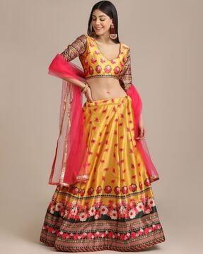 floral print lehenga choli set with dupatta