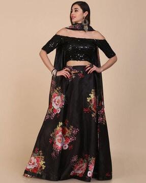 floral print lehenga choli set with dupatta