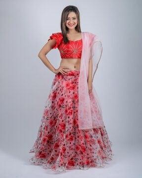 floral print lehenga choli set with dupatta