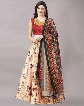 floral print lehenga choli set with dupatta