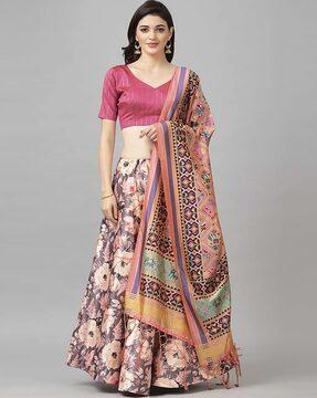 floral print lehenga choli set with dupatta