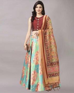 floral print lehenga choli set with dupatta