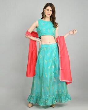 floral print lehenga choli set with dupatta