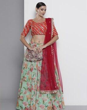 floral print lehenga choli set with dupatta