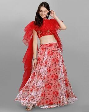 floral print lehenga choli set with dupatta