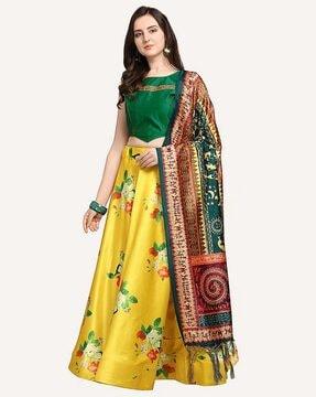 floral print lehenga choli set with dupatta