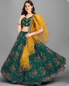 floral print lehenga choli set with dupatta