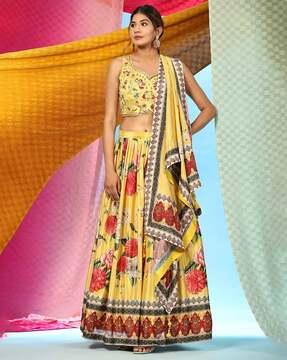 floral print lehenga choli set with dupatta