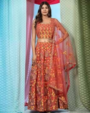 floral print lehenga choli set with dupatta