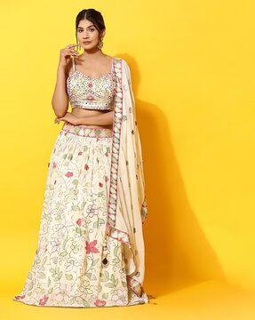 floral print lehenga choli set with dupatta