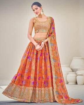 floral print lehenga choli set with dupatta