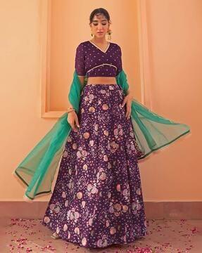 floral print lehenga choli set with dupatta