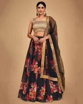 floral print lehenga choli with dupatta