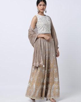 floral print lehenga-choli with dupatta