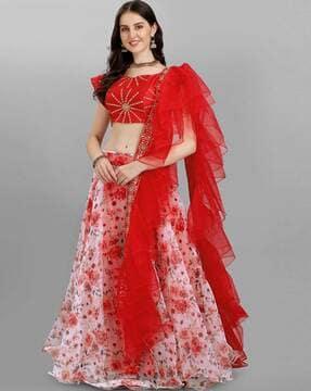 floral print lehenga with choli & dupatta