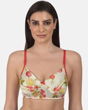 floral print lightly-padded bra