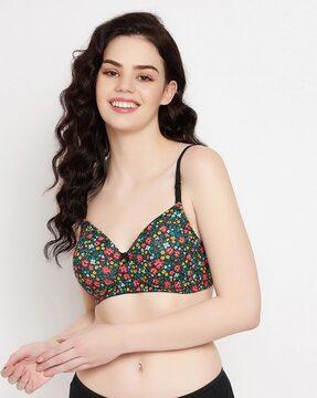 floral print lightly-padded bra