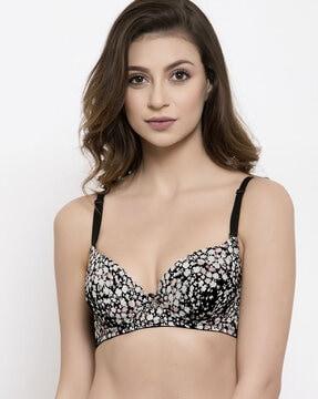 floral print lightly-padded bra