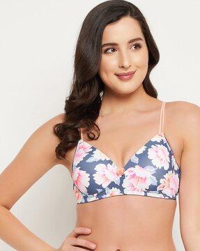 floral print lightly-padded t-shirt bra