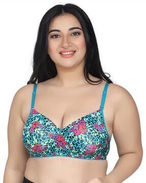 floral print lightly-padded t-shirt bra