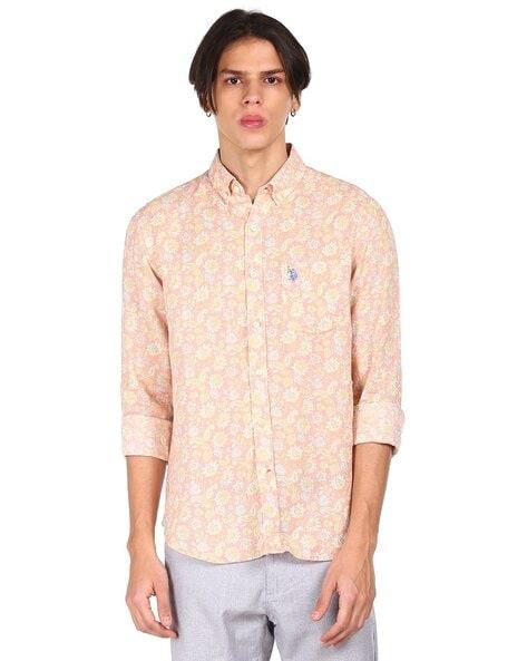 floral print linen shirt