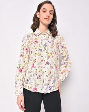 floral print linen shirt