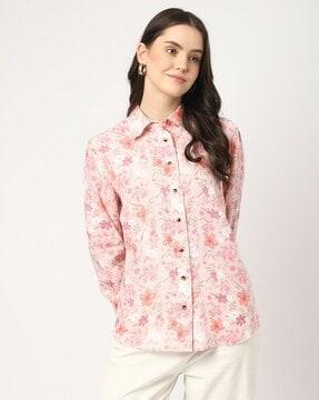 floral print linen shirt