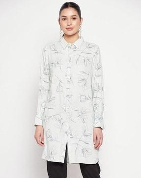 floral print longline shirt