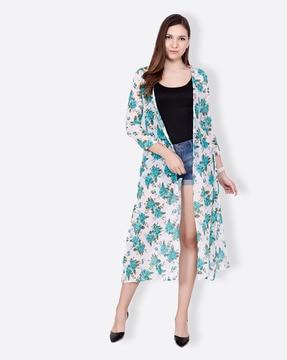 floral print longline shrug