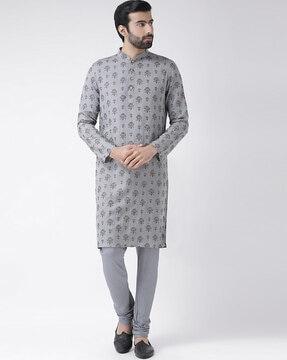 floral print mandarin collar kurta