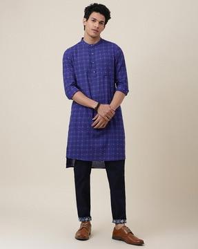 floral print mandarin-collar kurta