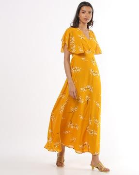 floral print maxi dress with flared sleeves